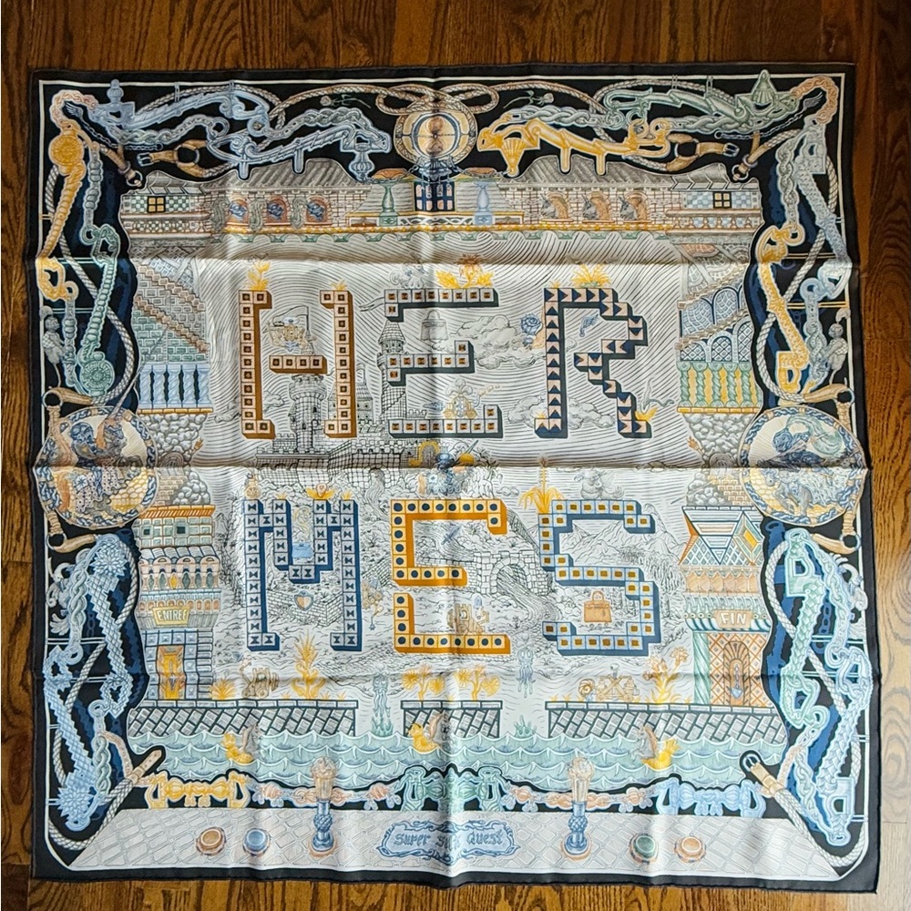 Hermes 90cm silk Scarf "Super Silk Quest"